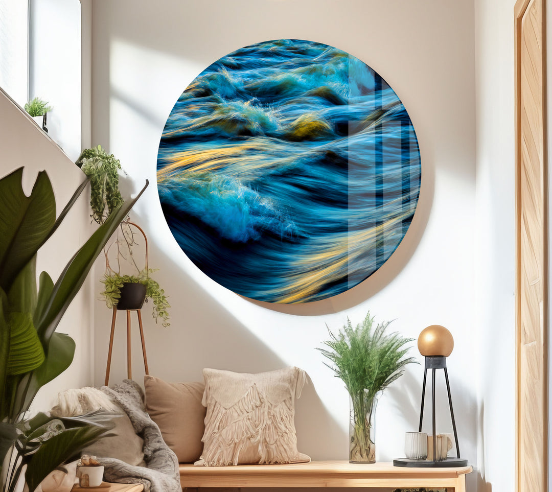 Ocean Waves Glass Wall Art print on glass, glass printed photos