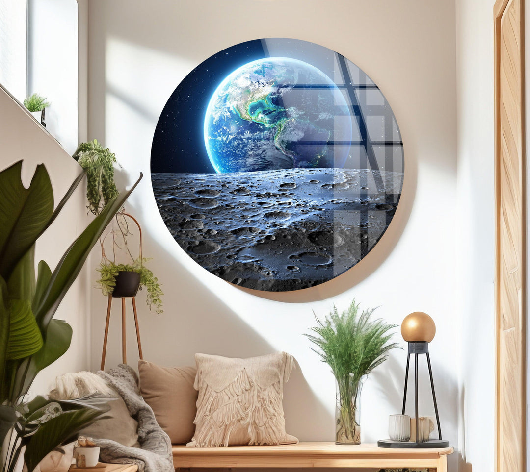 Earth From Space Glass Wall Art picture on glass wall art, photos printed on glass