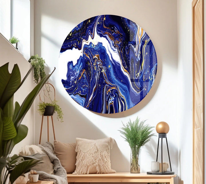 Dark Blue & Gold Marble Glass Wall Art glass image printing, glass prints from photos