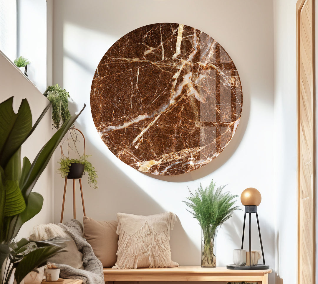 Brown & White Marble Abstract Glass Wall Art glass photo prints, glass picture prints