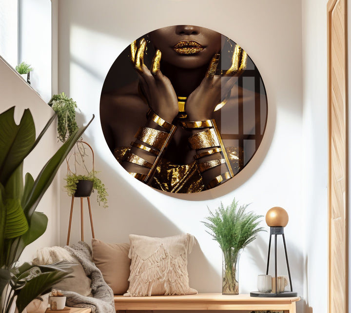 Woman Art with Gold Cool Wall Art & Glass Wall Decor