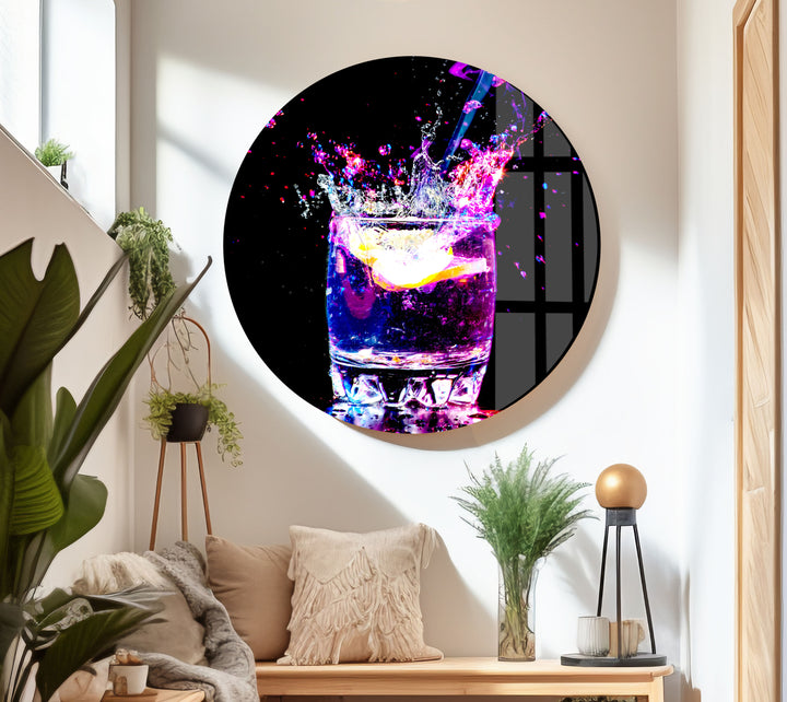 Cocktail Drink Glass Wall Art, photo print on glass, prints on glass wall art