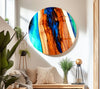 Blue Brown Abstract Tempered Glass Wall Art