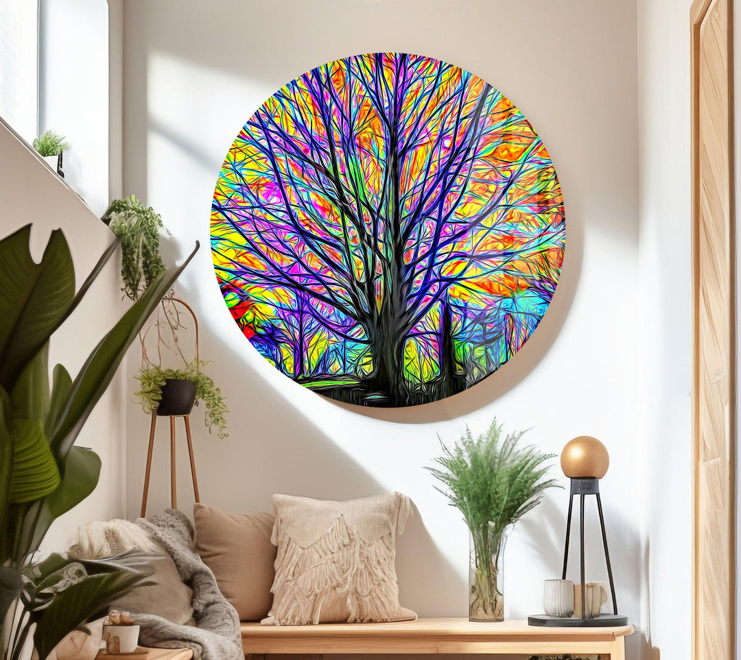 Colourful Tree of Life Glass Wall Art