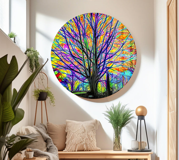 Colourful Tree of Life Glass Wall Art