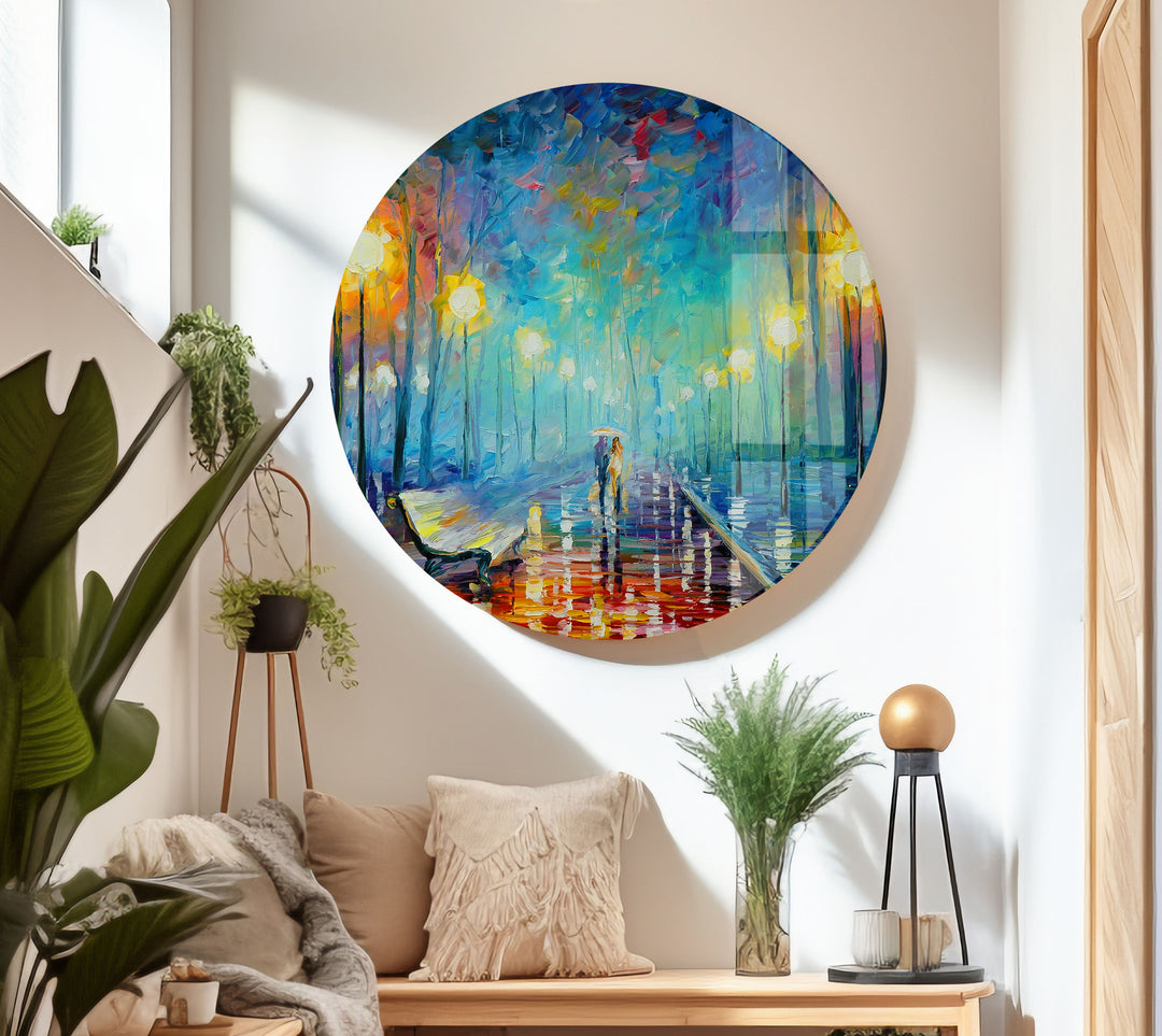 Misty Night Park Glass Wall Art stained glass wall art, stained glass wall decor