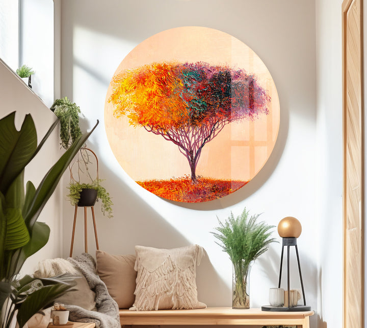 Oil Painting Tree Glass Wall Art photo print on glass, prints on glass wall art