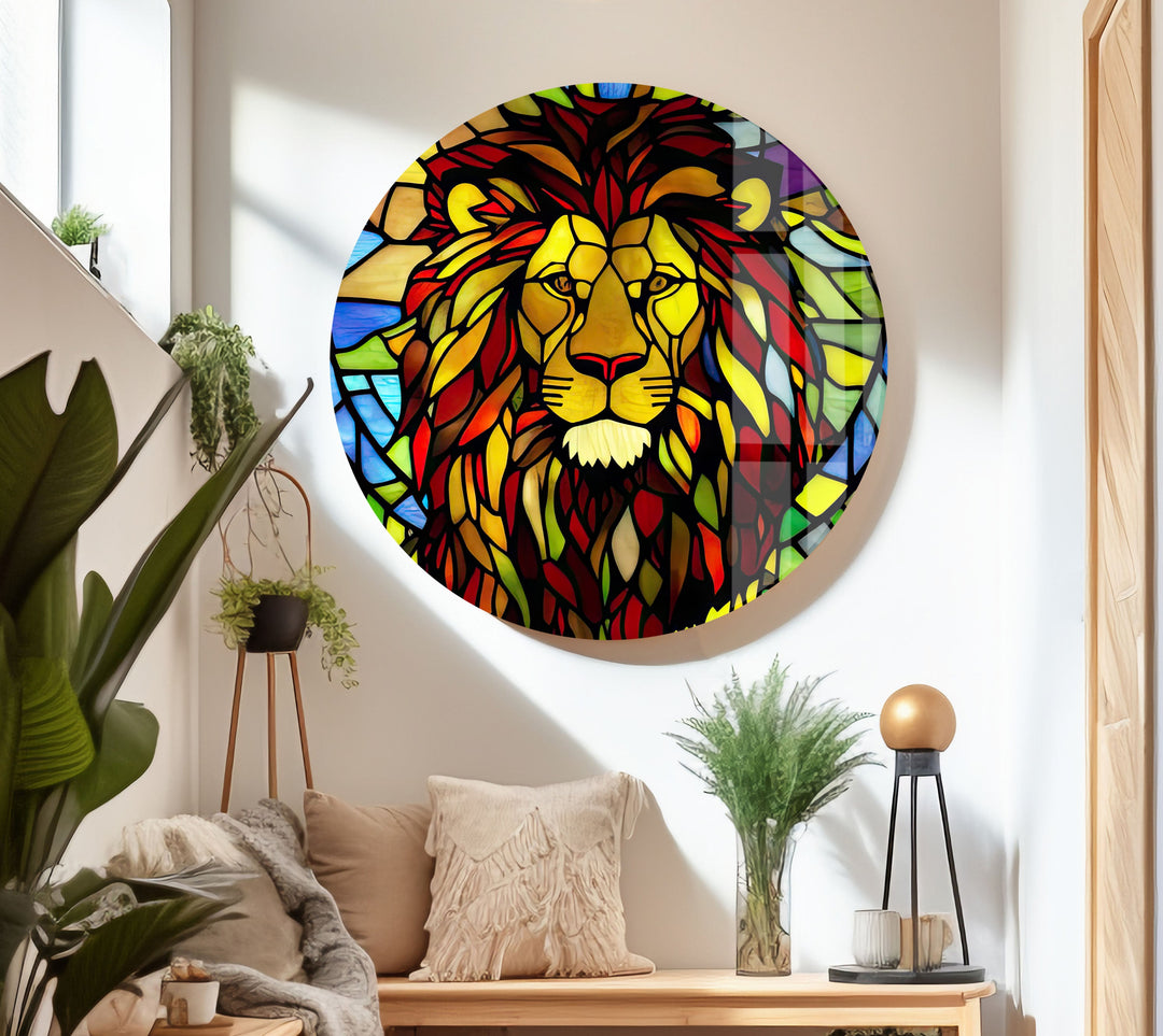 Stained Lion Glass Wall Art glass photo prints, glass picture prints