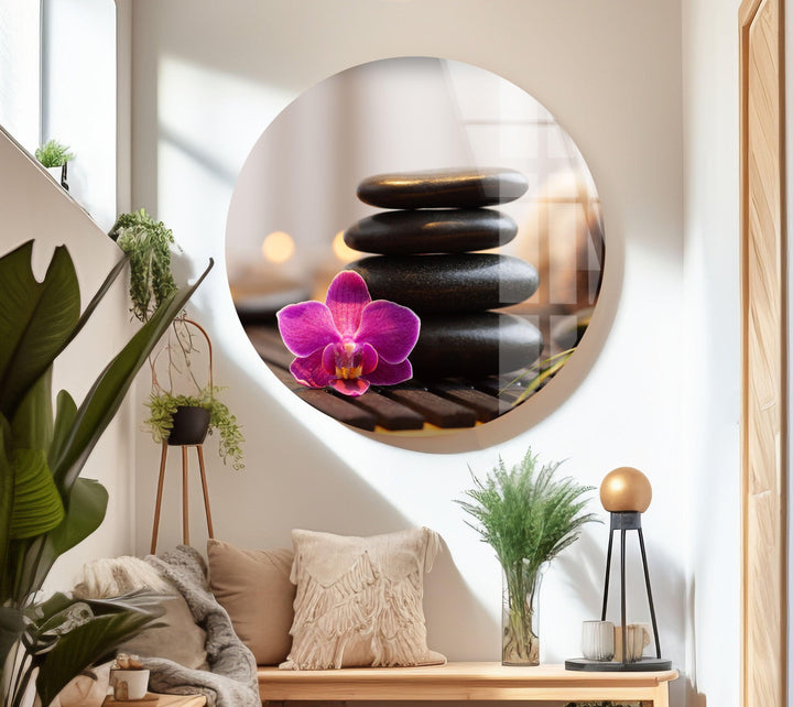 Pink Zen Spa Stones Glass Wall Pictures & Cool Art Decor