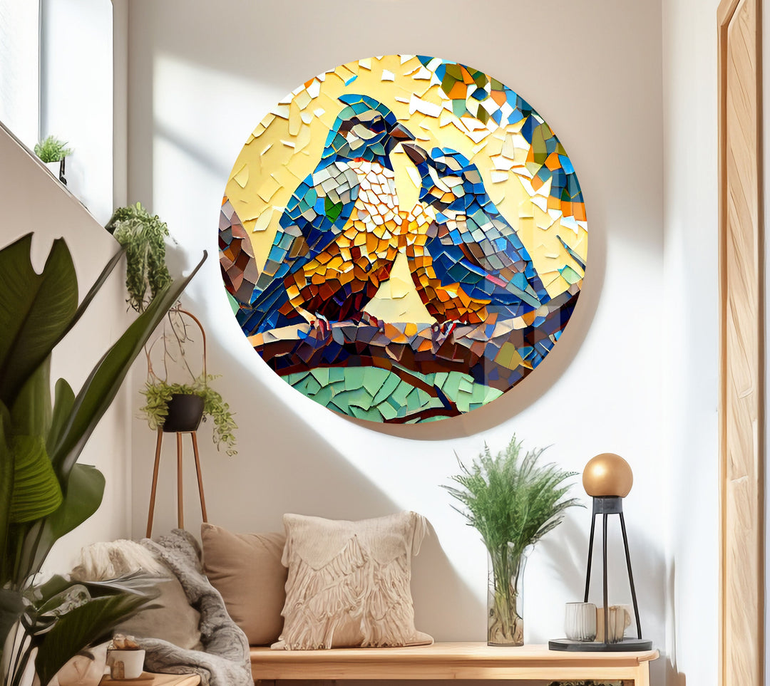 Mosaic of Birds Glass Wall Art glass photo prints, glass picture prints