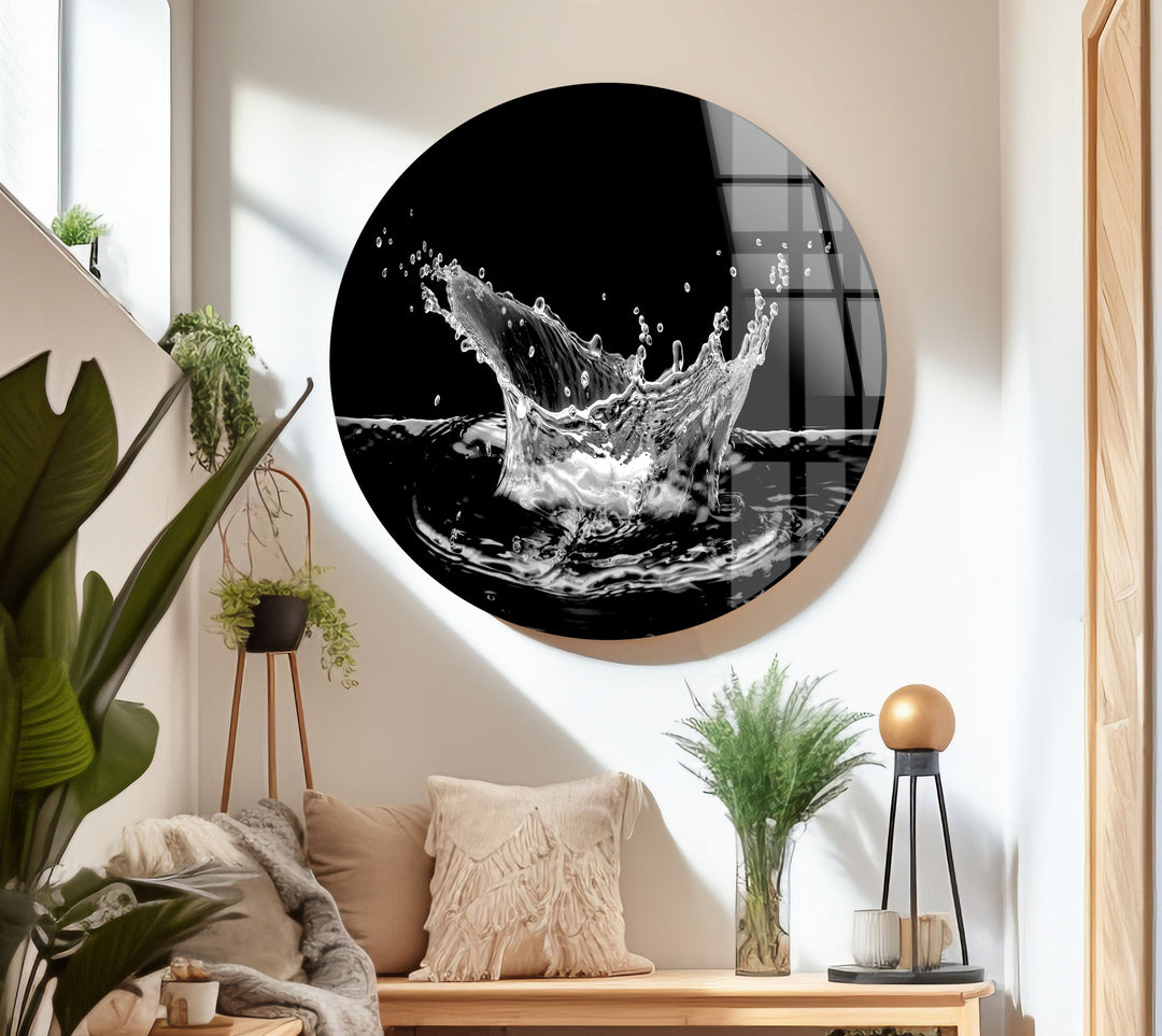 Black Water Splashes Glass Wall Art - Transform your space with elegant Tempered Glass Wall Art. From custom glass pictures to abstract glass art, find the perfect piece for your living room. Our glass photo prints and picture on glass options ensure vivid, lasting beauty. Shop now for vibrant wall decor and fast, free delivery.