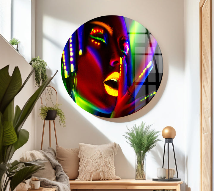 Vivid Neon Woman Cool Wall Art & Glass Wall Decor