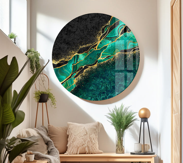 Emerald Green Marble Glass Wall Art