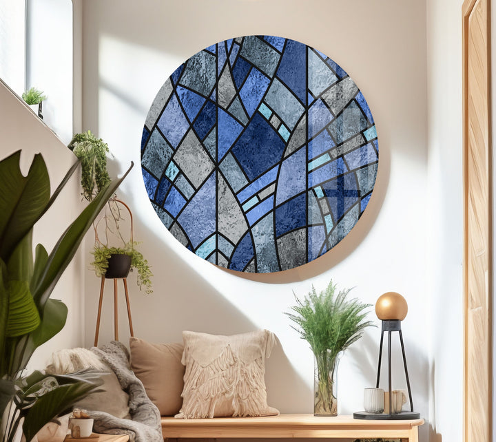 Blue Stained Decorative Glass Wall Art Glass Printing Wall Art, Print photos on glass