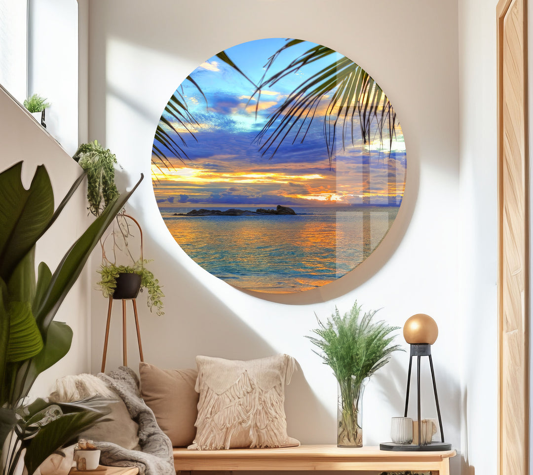 Palm Trees at the Beach Glass Wall Art