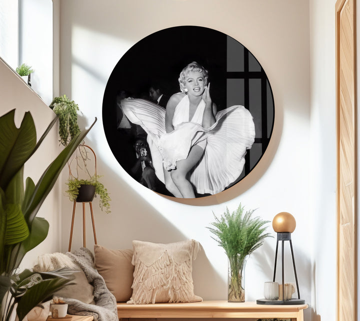 Marilyn Monroe White & Black Glass Wall Art custom glass pictures, glass art prints
