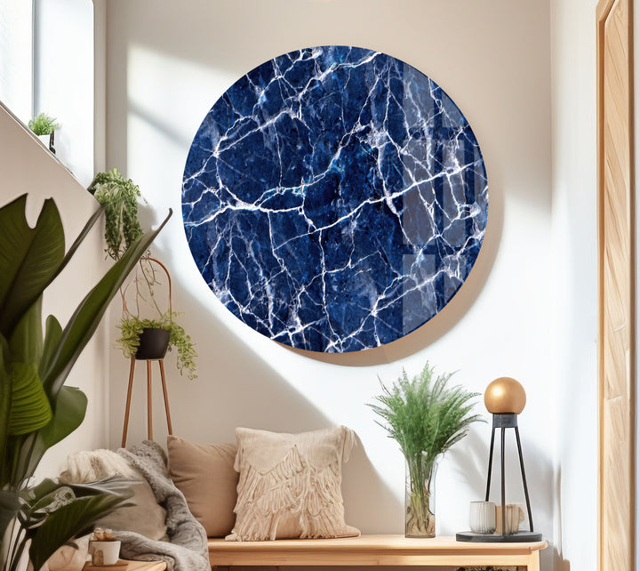 Dark Blue Alcohol ink Glass Wall Art, Glass Printing Wall Art, Print photos on glass