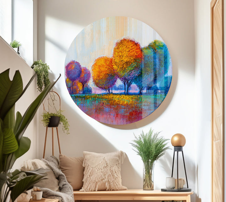 Colorful Trees Tempered Glass Wall Art - MyPhotoStation