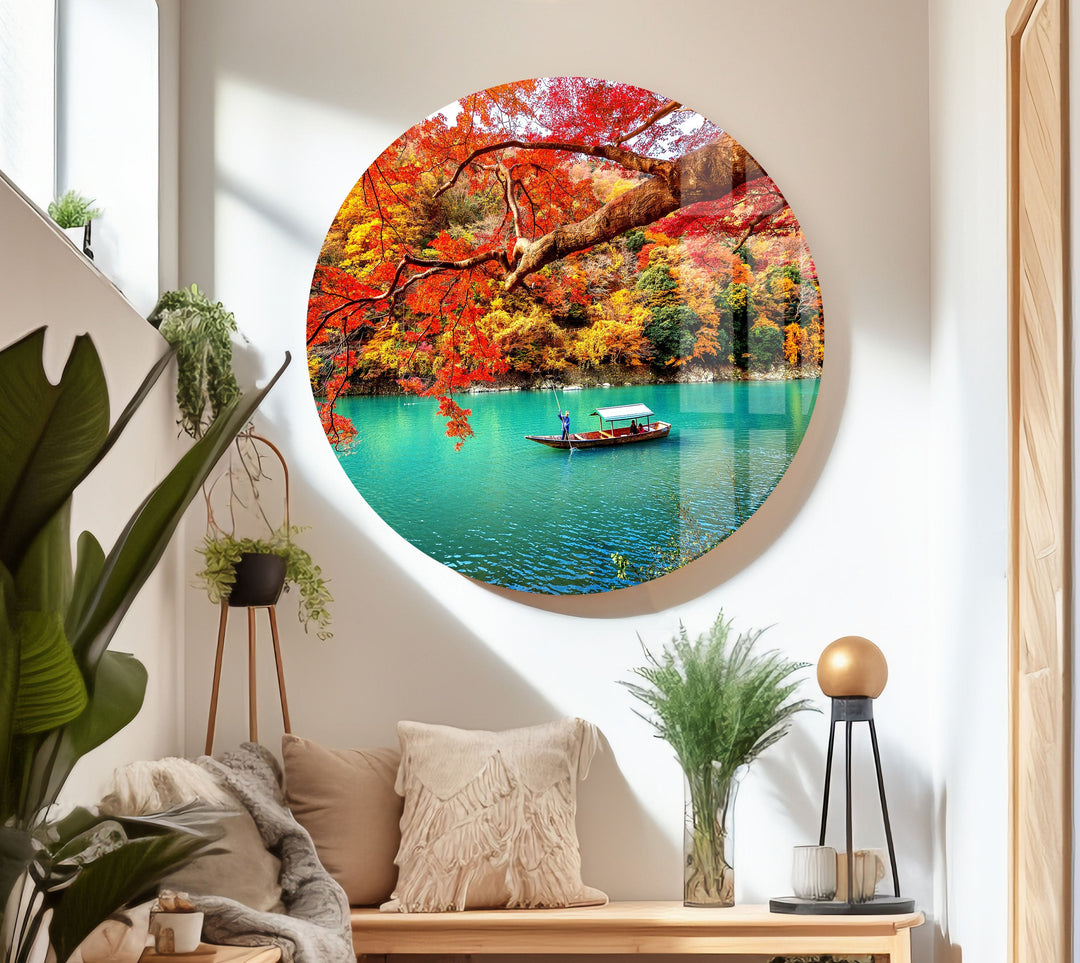 Kyoto Autumn Glass Wall Art print on glass, glass printed photos