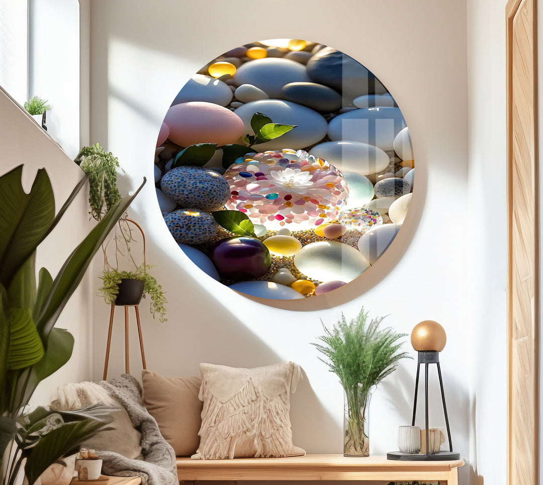 Beach Stones Glass Wall Art