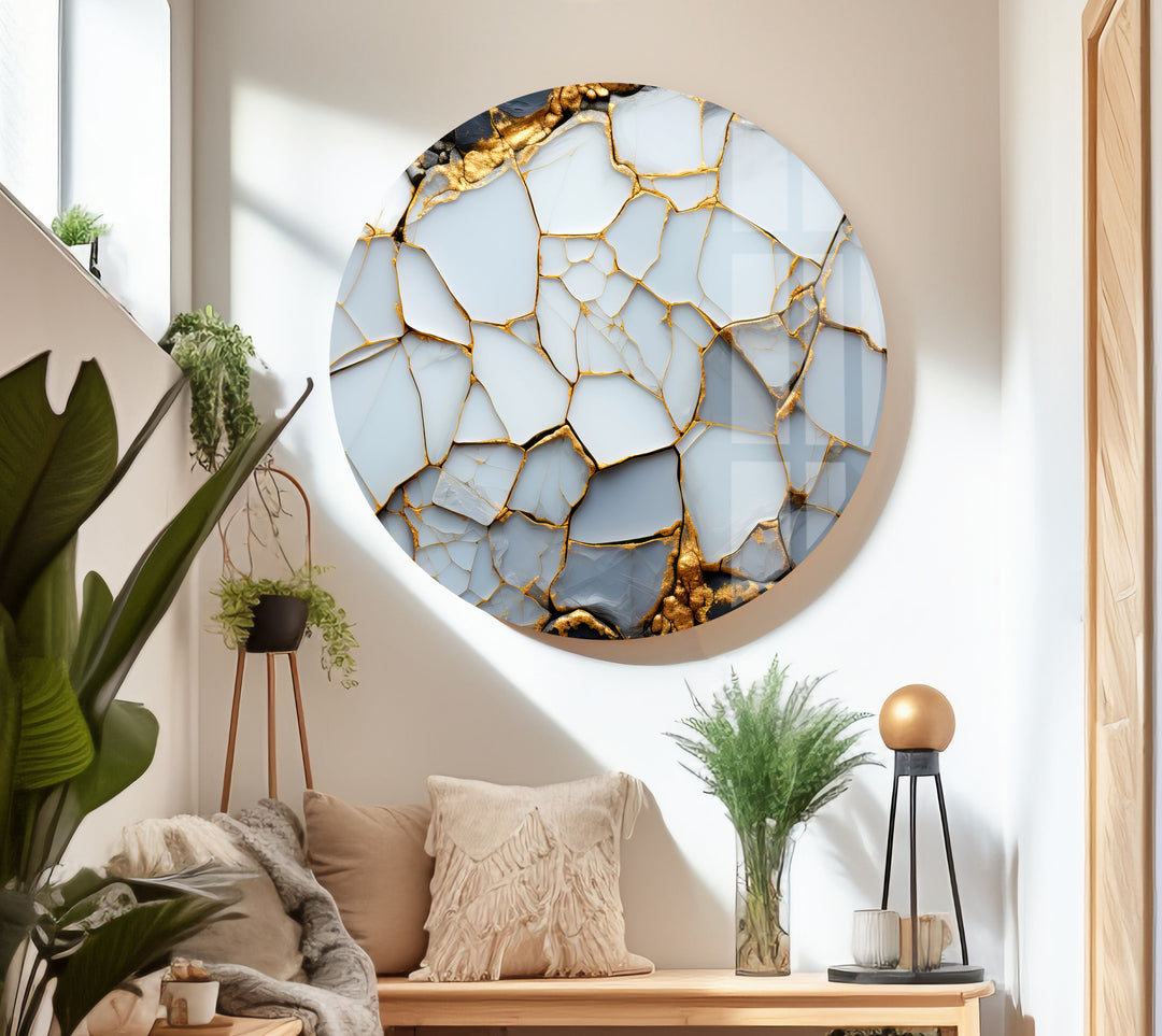 Marble with Gold Veins Glass Wall Art