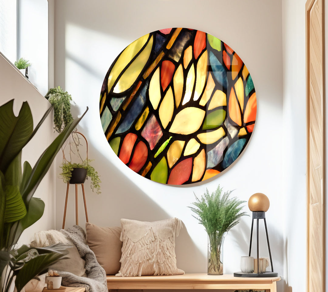 Stained Leaves Glass Wall Art glass art painting, glass art for the Wall