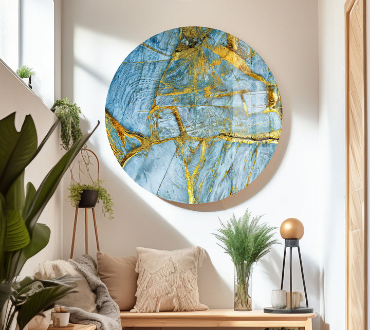 Blue Marble Vibrant Abstract Glass Wall Art Decor