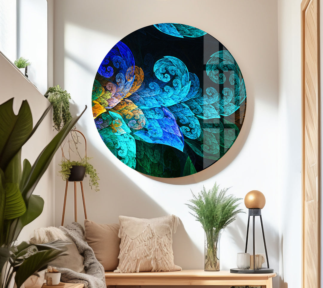 Fractal Feathers Glass Wall Art, photo print on glass, prints on glass wall art