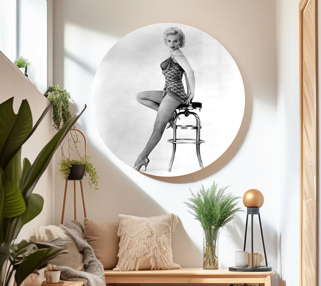 Marilyn Monroe White Glass Wall Art custom glass photo prints, large glass prints
