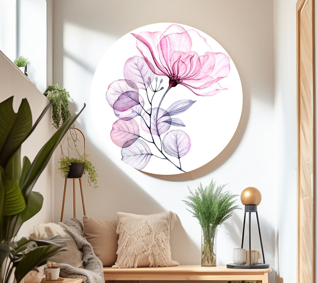 Pink Floral Watercolor Glass Wall Art, glass photo prints, glass picture prints