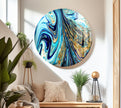 Blue and Gold Alcohol ink Tempered Glass Wall Art