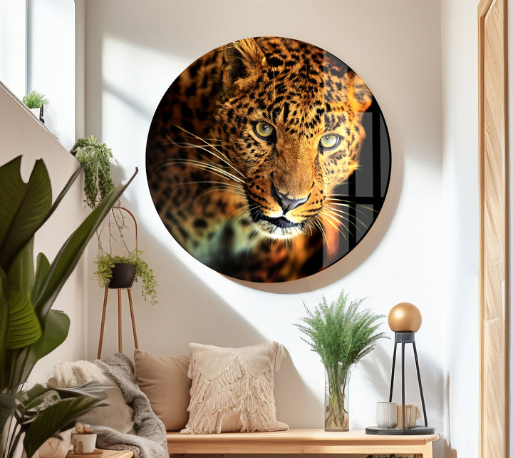 Portrait of a Leopard Glass Wall Art glass pictures for Wall, glass prints wall art