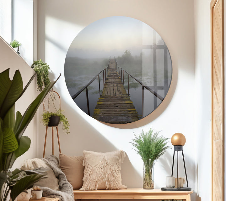 Wooden Bridge Over River Glass Wall Art Glass Printing Wall Art, Print photos on glass