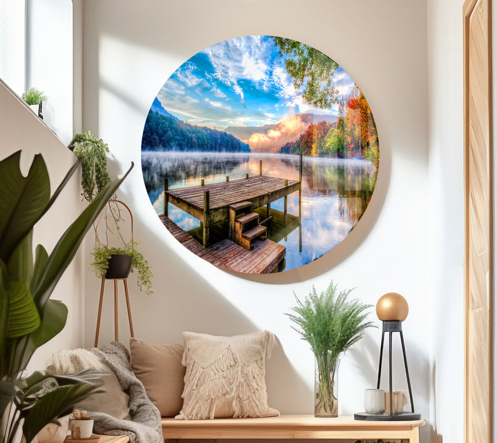 Lake & Mountain Landscape Glass Wall Art print picture on glass, Tempered Glass Wall Art