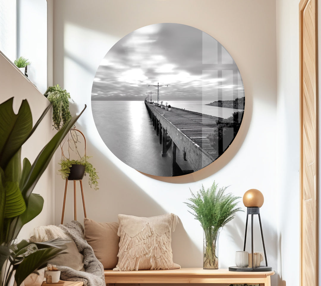 Black & White Dock Glass Wall Art custom glass photo prints, large glass prints