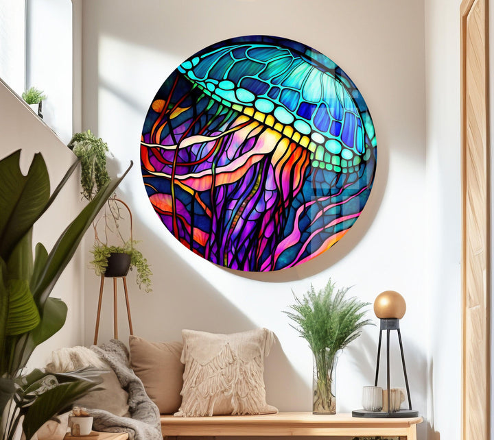 Colored Starfish Glass Wall Art custom glass photo prints, large glass prints