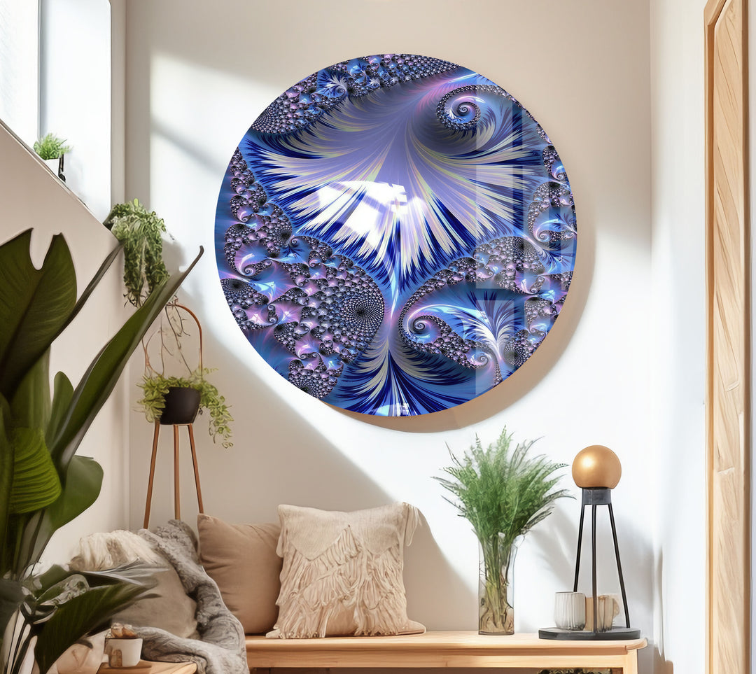 Purple Fractal Glass Wall Art