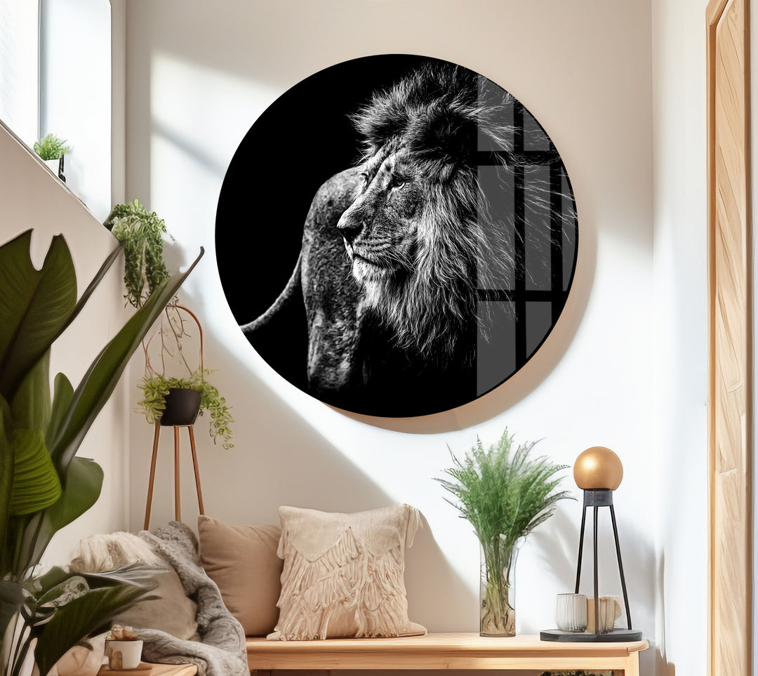 Black White Wild Animal Glass Wall Art glass art painting, glass art for the Wall