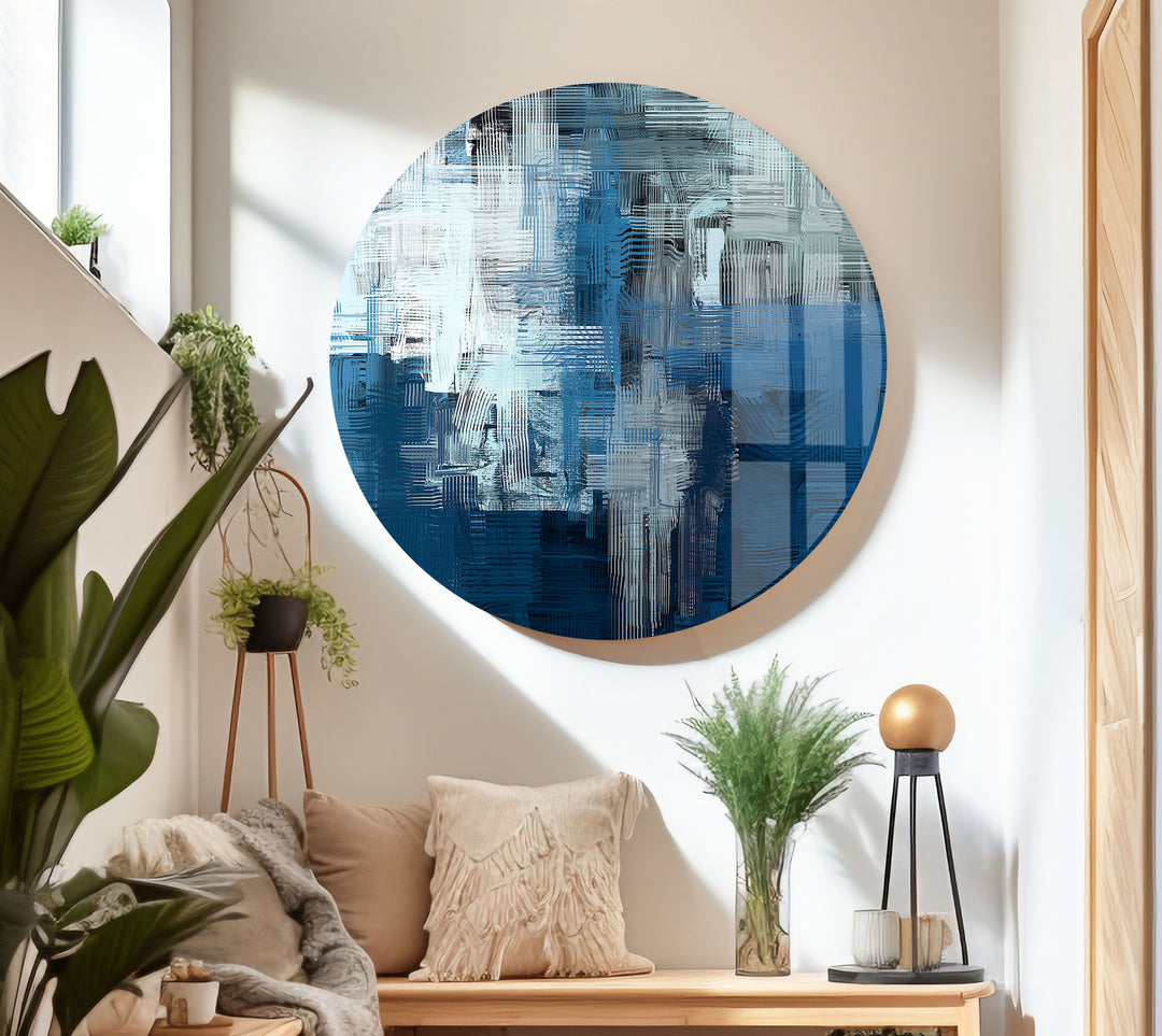 Blue Ink Abstract Glass Wall Art, glass image printing, glass prints from photos