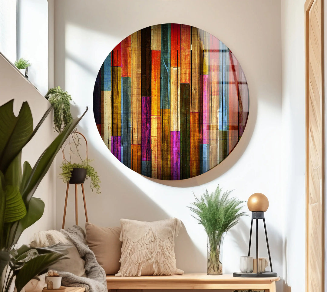 Colorful Wooden Extra Large Abstract Photo Prints on Glass