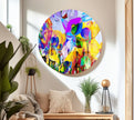 Purple & Yellow Flower Painting Glass Wall Art picture on glass wall art, photos printed on glass
