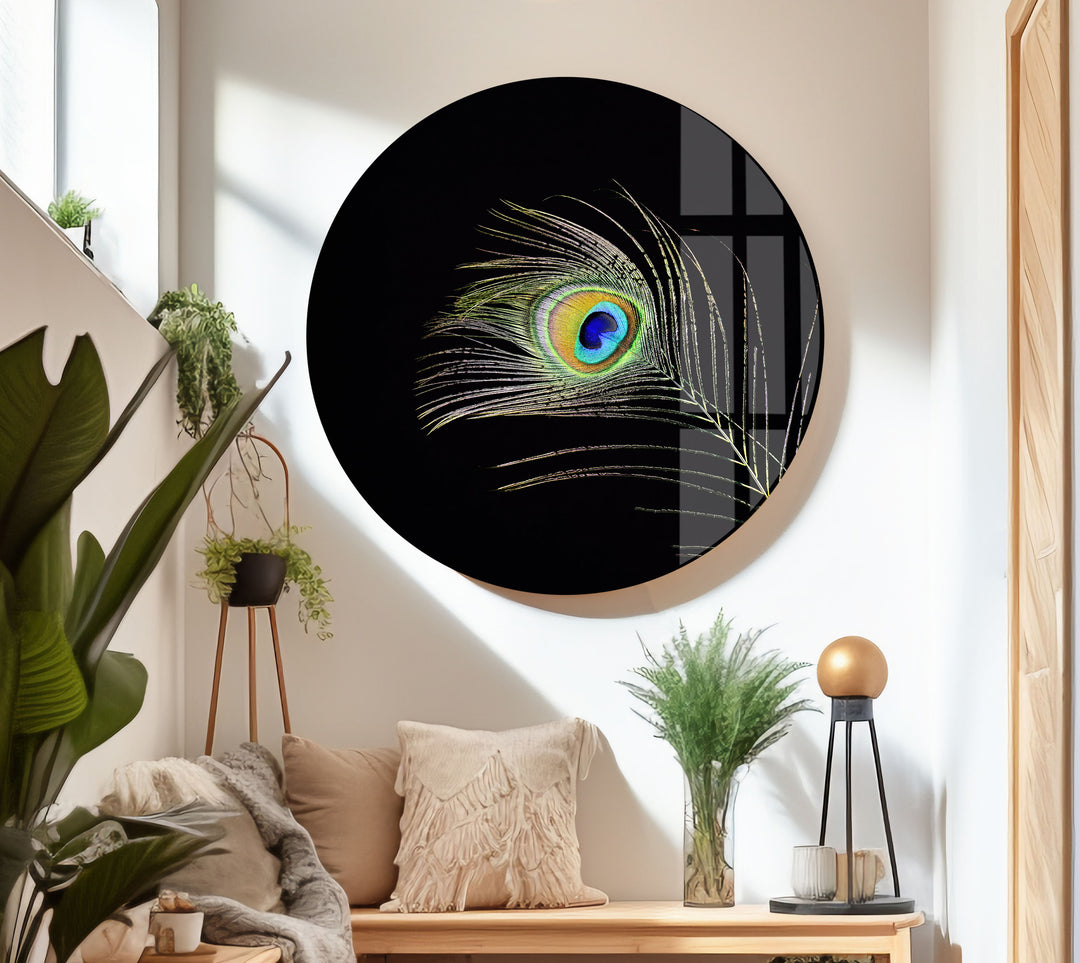 Peacock Feather Tempered Glass Wall Art - MyPhotoStation