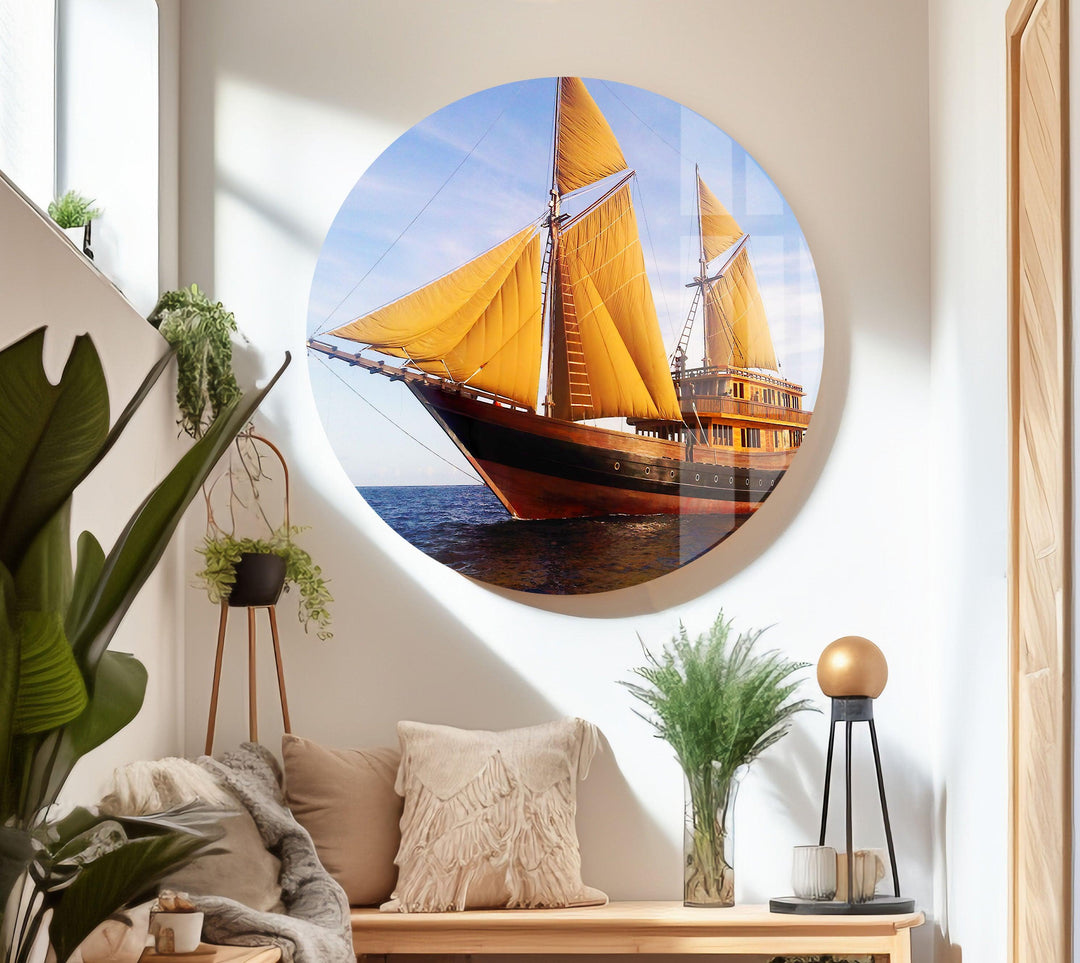 Sailing Yacht Nautical Glass Wall Art custom glass photo prints, large glass prints