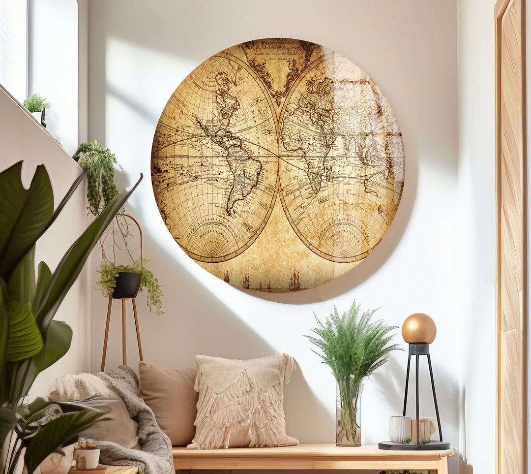 Vintage World Map Cool Wall Art & Glass Photo Prints