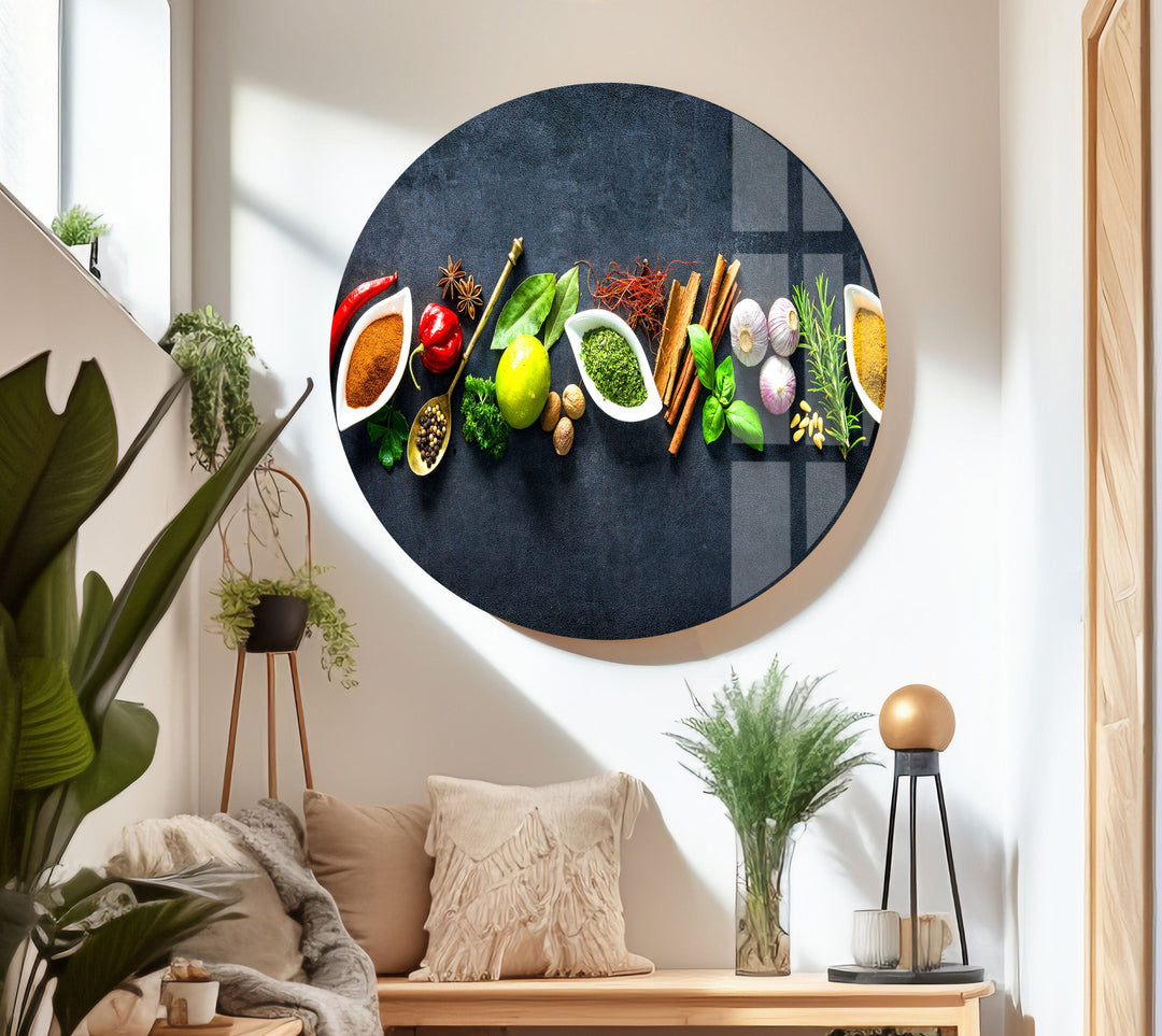 Spices Kitchen Glass Wall Art, custom glass pictures, glass art prints