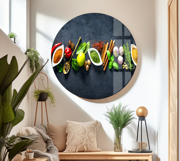 Spices Kitchen Glass Wall Art, custom glass pictures, glass art prints