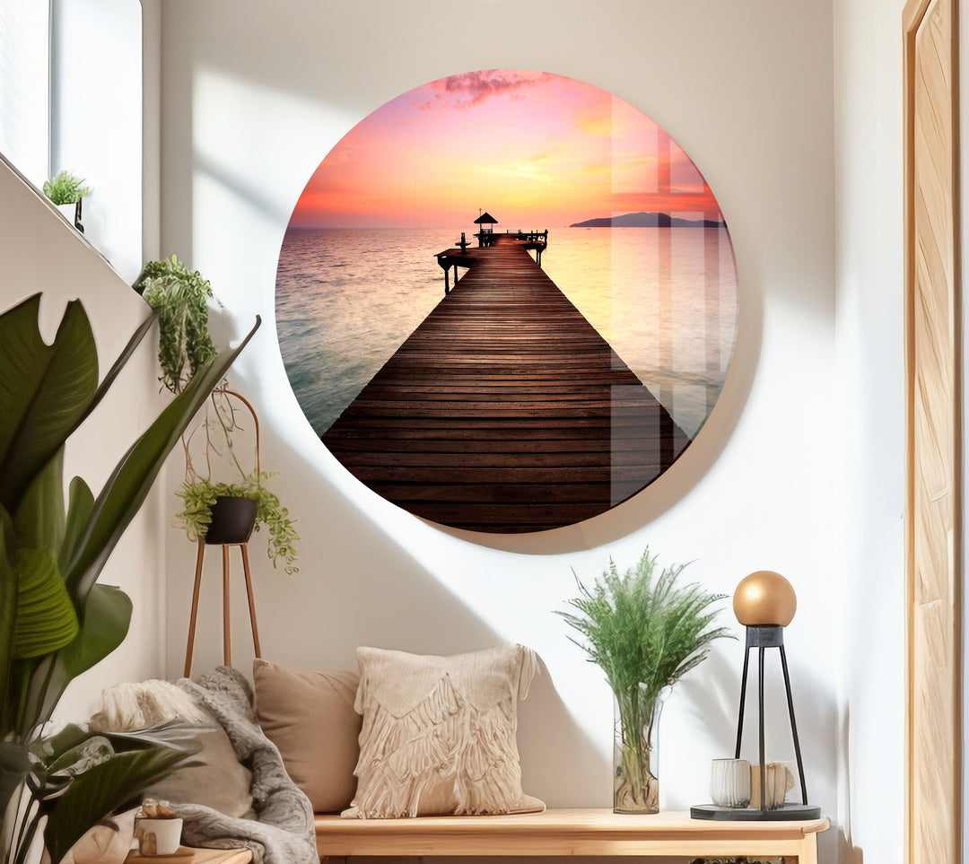 Coastal Pier Glass Wall Art