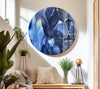 Alcohol ink Blue Abstract Tempered Glass Wall Art