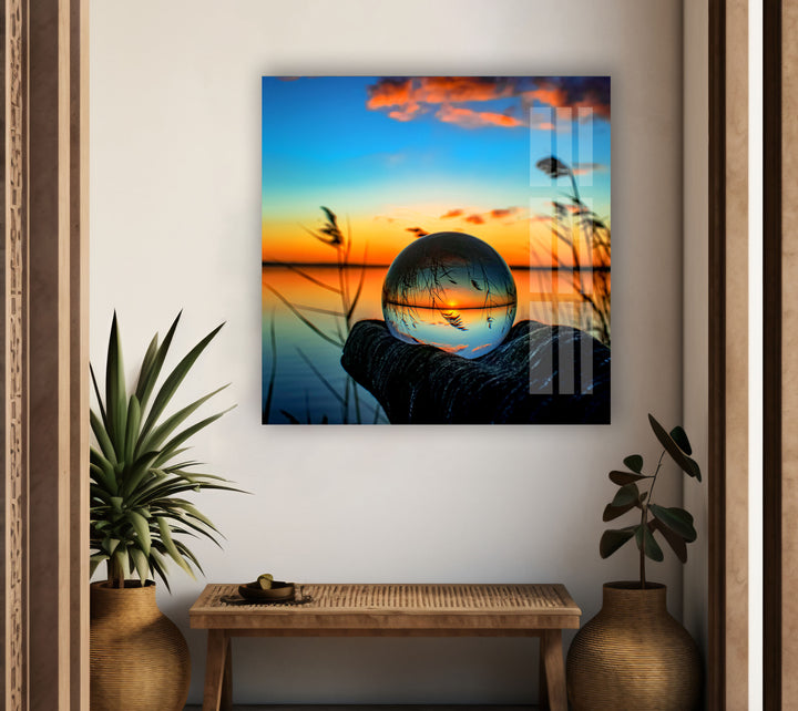 Sunset Ball Unsplash Glass Wall Art stained glass wall art, stained glass wall decor