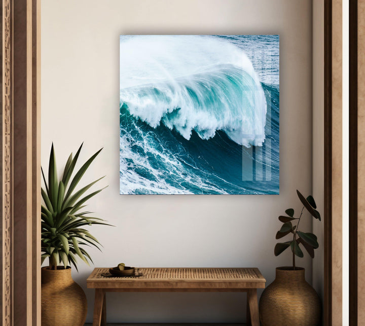 Ocean Waves Landscape Glass Wall Art photo print on glass, prints on glass wall art